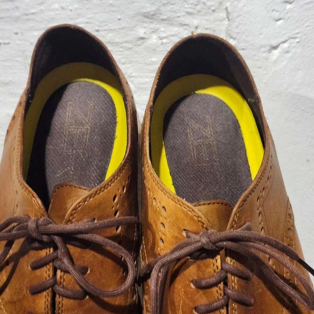 Cole Haan Zerogrand Wingtip Oxford Mens British Tan Leather Brogue Shoes Size 11